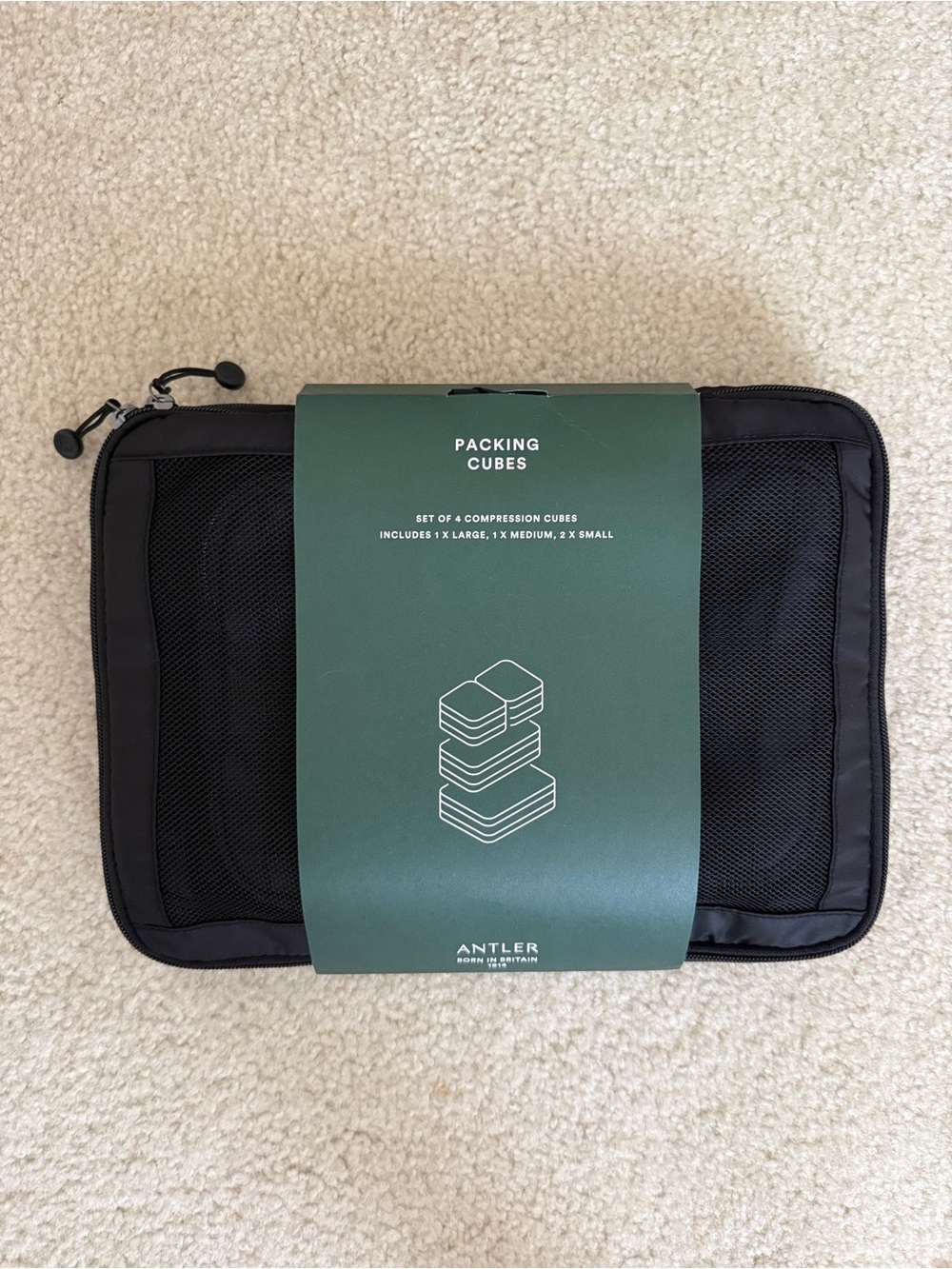 BRAND NEW ANTLER 4 PACK COMPRESSION PACKING CUBES - BLACK